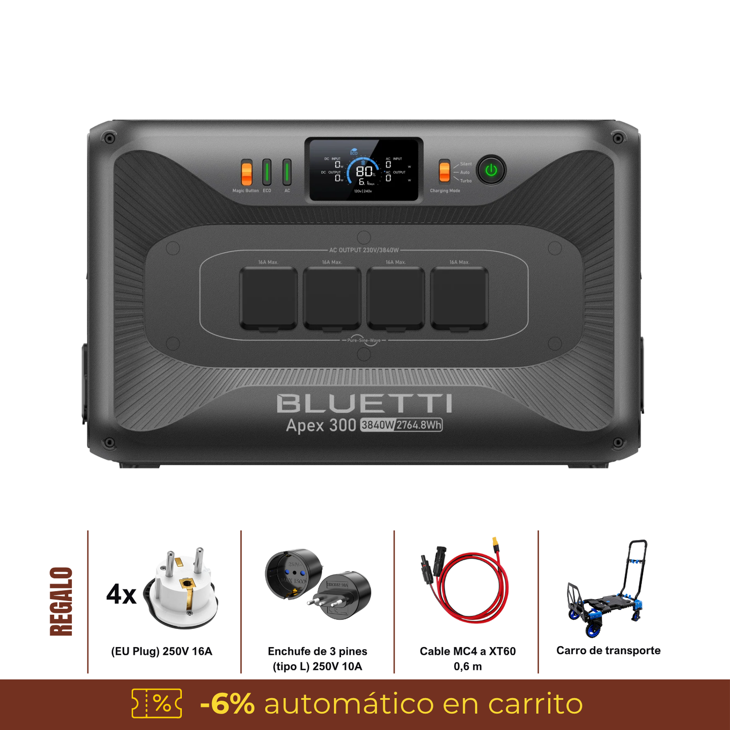 BLUETTI Apex 300 Estación de Energía Portátil 3840W 2764Wh | Respaldo Hogar y Backup Solar
