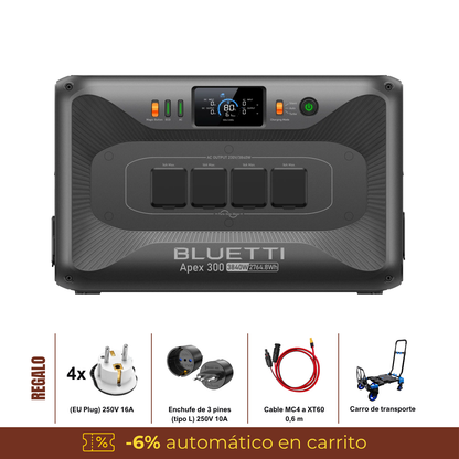 BLUETTI Apex 300 Estación de Energía Portátil 3840W 2764Wh | Respaldo Hogar y Backup Solar