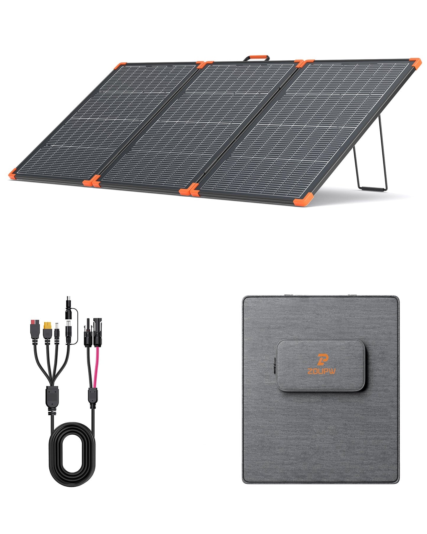 Panel solar portátil bifacial ZOUPW 230W con accesorios y bolso